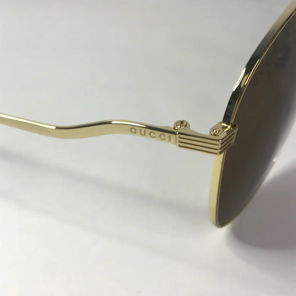 New Authentic Gucci Brown Pilot Ladies Sunglasses GG0969S 002